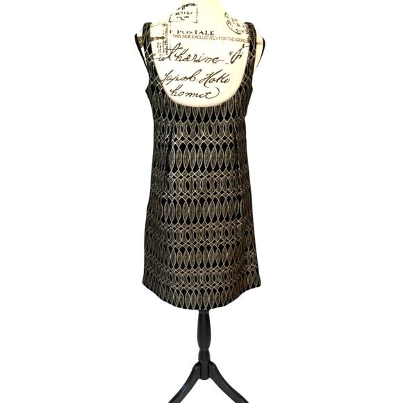 NWT Milly of New York Black and Gold Patterned Dress - Size 6 - Picture 8 of 10